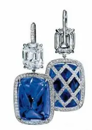 Asscher Long Solid 925 Silver 25ct Blue Cushion Sapphire Lab-Created Earrings