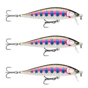 3x Rapala 9.5cm Countdown Sinking Hardbody Balsa Fishing Lures - Gilded Rainbow