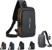 [Generic] New Carbon Fiber Streamline Anti-Theft Sling Bag, USB Charging Sport Sling, Sports Crossbody Bag for Travel Gym Sports