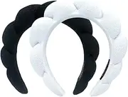 [HitModa] Spa Headbands for Washing Face or Facial Makeup Headbands Bubble Skincare Headbands Drunk Elephant Terry Cloth Puffy Headbands for Mask Skin Treatment