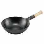 YAMADA Chinese Hammered Iron Pan Wok 27cm 1.6mm Thick Single hand wooden pattern