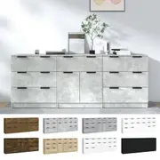 Sideboards 3 Piece Engineered Wood Cupboard Side Cabinet Multi Colours vidaXL