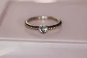 NIB PANDORA ONE LOVE heart Ring 54/7 RETIRED 190896cz Anti Tarnish POUCH