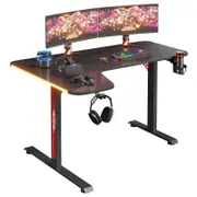 Advwin 160cm L Shaped Gaming Desk RGB LED Light Computer Desk Black
