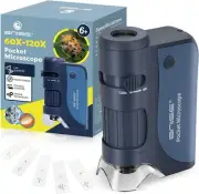 Pocket Microscope 60X-120X, Portable Handheld Microscope for Kids, Mini Micro...