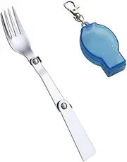 Folding Forks Silverware with Case Portable Foldable Travel Camping Fork Utensil Collapsible Pocket Fork with Storage Box Retractable Salad Dinner Fork Keychain Compact Picnic Hiking Backpacking Fork