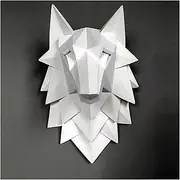 3D Wolf Head Wall Decoration Sculpture, Wolf Head Sculpture, Nordic Geometric Resin Wolf Head Art Crafts Headdress Wall Hanging Modern Living Room Bar Wall Mount Decorations,Red,24 * 35cm/4208