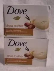 2 Bars Dove Shea Butter Beauty Cream Moisturizing Bar Soap Vanilla 3.75oz each