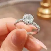 1.5 Ct Round Cut Real Moissanite Engagement Rings 925 Sterling Silver
