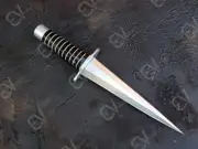 Handmade Dagger Carbon Steel Knife, Black Resin with leather Sheath.