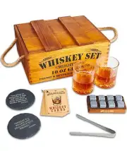 Whiskey Set Crystal Glasses Whiskey Granite Stones Slate Coasters Recipe Cards