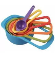 Ideal Kitchen 6pc Nested Measuring Cups & Spoons Set Multi-Color Plastic