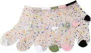 [Zheararm] 6 Pairs Sheer Socks See Through Mesh Socks, See Through Thin Lace Sock, Colorful Spots Design Thin Casual Crew Sock