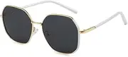 [HAZARA] Gradient Color Large Frame Sunglasses Anti-Ultraviolet Metal Polarized Sunglasses Women's Sunglasses (Color : 4)