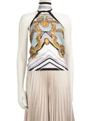 Printed Silk Halterneck Top
