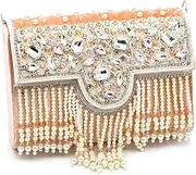 Elegant Women's Clutch Purse – Stylish Evening Handbag for Parties, Weddings & Casual Outings - Peach (IGH1459)