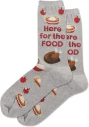 Hot Sox Women's Here For The Food Crew Sock 1 Pair, Grey Heather, Women's 9-11