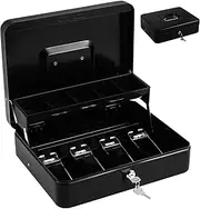GARIOUANS Money Safe Box Key Lock Large Capacity Cash Box Iron Construction Portable Cash Management for