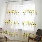 Gauze Sunflower Tulle Curtain Romantic Transparent Curtain Bedroom