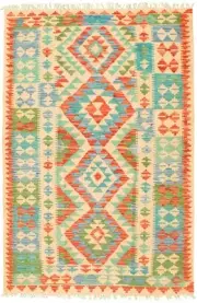 Vintage Hand Woven Carpet 3'10" x 6'0" Traditional Wool Kilim Rug