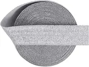 DIY PARK 5 Yard 3/4" 20mm Silver Glitter Foldover Elastic FOE Spandex Band Hair Tie Headband Tutu Dress DIY Sewing Lace Trim (Silver Grey)