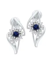 Kallati 14K 0.45 ct. tw. Diamond & Blue Sapphire Earrings NoSize NoColor