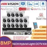 Hikvision 32MP 16CH NVR 8MP Hybrid Light Camera CCTV System ColorVu 3.0 Dual MIC