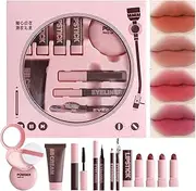 Face Make Complete Set, Set of 9 Makeup Long Lasting Cosmetic Kit for Beginners, Learn to Makeup Lipsticks Powder BB Cream and Eyebrow Pencil for Photography, Stage