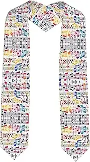 [SKKNT] Colorful Music Notes Print Graduation Shawl Stole For Academic Commencements Honor Sash Congratulations Gift