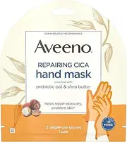 Aveeno Repairing cica hand mask with prebiotic oat and shea butter for extra dry skin, paraben-free and fragrance-free, 1.0 Count (Pack of 36)