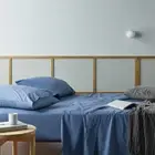 Bianca Natural Sleep Recycled Cotton/Bamboo Split King Bed Blue Sheet Bedding