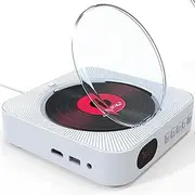 CD Player with Remote Control Built FM Bluetooth,CD Player with Built-in Speakers,Wall CD Player for Home, Mini DVD Player for Car and Outdoors,White