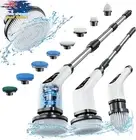 Electric Spin Scrubber Cordless 360° Power Brush Mop w/ 8 Heads & Long Handle