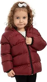 [Generisch] Girls' Winter Jacket - Warm, Lined Winter Jacket with Hood, Water-Repellent & Windproof, claret, 122