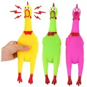 3 Pack: Rubber Chicken Toy, 14" Screaming Squawking Practical Joke Prank