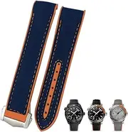 [HKIDKK] 20mm 22mm Rubber Nylon Leather Watchband Fit For Omega Seamaster Diver 300 Planet Ocean 600M Seiko Orange Watch Strap