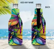 Dragonfly Stubby Holder Zip Up Bottle Cooler Collapsible Personalised