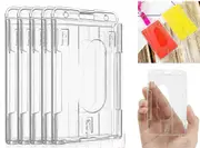 5pcs Clear ID Card Holder Hard Plastic Vertical Double Sides Badge Business Work