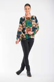 Retro Print Blouse--ORI-52245