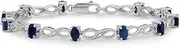 [Dazzlingrock Collection] 3.00 Carat (ctw) Sterling Silver Real Oval Blue Sapphire & Round White Diamond Infinity Link Bracelet