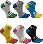 [Fasot] Women Toe Socks 5 Finger Cotton Wicking (Crew Low Cut Ankle) Athletic 4/5/6 Pack