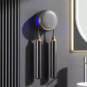 NNEDSZ Black Round UV-C Toothbrush Sterilizer Holder with Drying Function – Dual