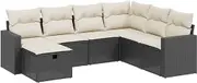 vidaxl 7-Piece Modular Garden Sofa Set with Cushions - Poly Rattan Patio Lounge for Backyard/Terrace/Patio