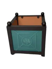 Vintage Square Planter Candle Holder Ceramic Painted Blue 8” New