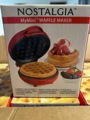 Nostalgia My Mini Personal Electric Waffle Maker 5" - Red, Sealed.