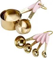 Paris Hilton Measuring Cups and Spoons Set, Stainless Steel with Pink Gold