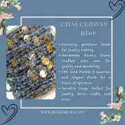 Blue Chalcedony Bead Chain, 24K Gold Rosary Link, Elegant Jewelry Making