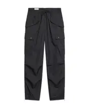 drawstring casual pants M black