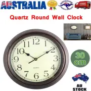 12inch Wall Clock Battery Powered Silent Quartz Indoor Home Office Clock