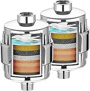 Yodel Shower Filter 2 Pack - Hard Water Softener, 99% Removes Chlorine & Impurities, Improves Skin & Hair Condition, Universal Fit for Shower Heads,Chrome